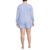Lands' End Women's Cotton Poplin 2 Piece Pajama Set - Long Sleeve Top and Shorts with Piping - 2 of 3