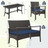 Costway 8PCS Patio Rattan Wicker Furniture Set Cushioned Sofa Armrest Coffee Table Navy - 3 of 4