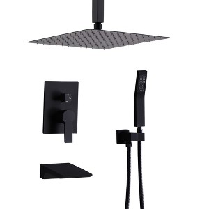 Shower Faucet Set, High Pressure 12 Inches Rainfall Shower Head with Handheld Spray, Wall Mounted Shower Fixtures with Shower Valve and Trim Kit - 1 of 1