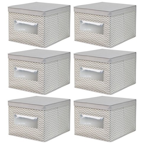 Mdesign Large Fabric Closet Box With Window/lid, 6 Pack, Taupe/natural ...