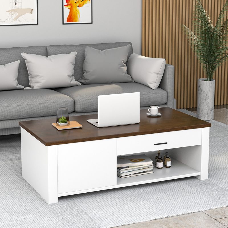 Costway Modern Coffee Table Living Room Coffee Table W/ Storage Drawers & Compartments, 3 of 11