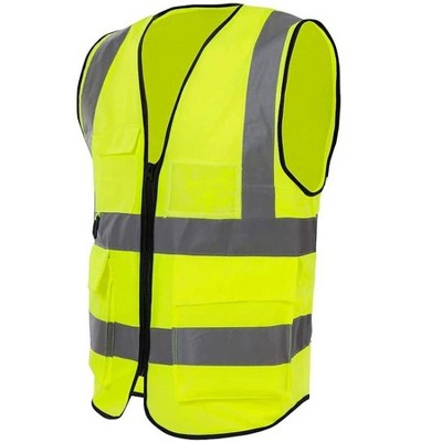 MPM Reflective Vests, Safety Vest, Reflective Strips, Lightweight, Multi-Pockets Front Zipper for Men and Women Work, Cycling, Runner, Universal Size