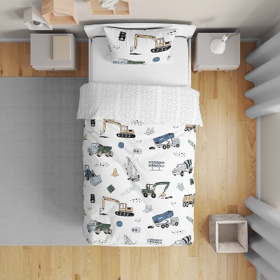 Blue and White Microfiber Toddler Bedding Set