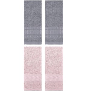 REGALWOVEN 4 Pcs Bathroom Decorative Cotton Soft Absorbent Sold Striped Hand Towel - 1 of 4