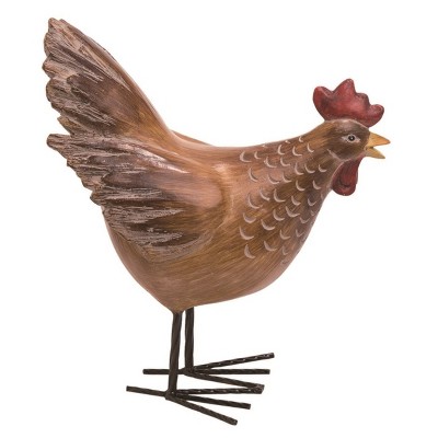 Transpac Ceramic 12 in. Brown Spring Standing Crafted Rooster