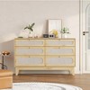 Freestanding Modern 6-Drawer Rattan Wood Dresser with Legs & Charging Station – Multi-Size Storage Organizer for Bedroom, Living Room - 3 of 4