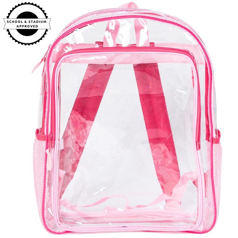 RALME Pink Clear Backpack for School, 16 inch Stadium Approved Transparent Bag, 5 of 8
