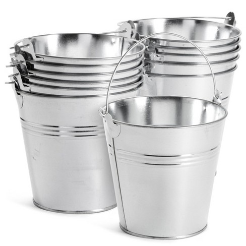 Juvale 12 Pack Small Tin Pails with Handles, Galvanized Metal Buckets for  Decoration, 4.7 In