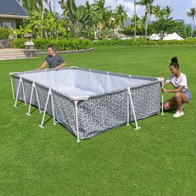 Bestway 12' x 6.5' Gray Steel Frame Rectangular Pool