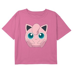 Girl's Pokemon Cute Jigglypuff Portrait Crop Top T-Shirt - 1 of 3