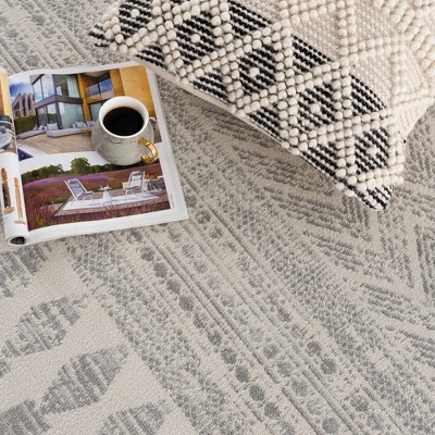 Chinnor Gray and Off-White Medium Pile Area Rug