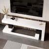 Famapy White Geometric Black-White TV Stand with Spacious Top,Modern Living Room Media Console,Floating TV Shelf,Stylish & Functional - 3 of 4