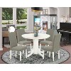 HomeStock 5-Piece Round Linen White Finish Solid Wood Top Dining Table with 4-Parson Chair - 2 of 4