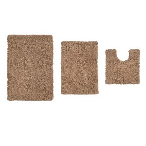 Fantasia Bath Rug Collection Cotton Shaggy Pattern Tufted Set of 3 Bath Rug Set - Home Weavers - 1 of 3