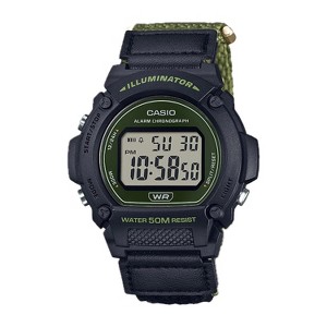 Casio Men's Classic Digital Watch with Green Band- W-219HB-3AVCF - 1 of 2
