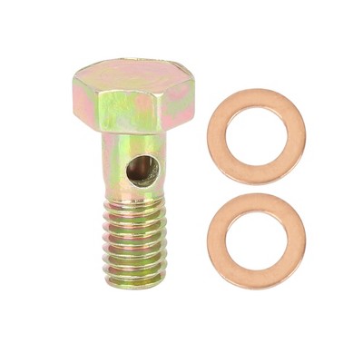 Unique Bargains Metric Thread Banjo Bolts Brake Fitting Adapter M6x1.0mm 1pcs Banjo Bolts with 2pcs M6 Washers