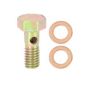Unique Bargains Metric Thread Banjo Bolts Brake Fitting Adapter M6x1.0mm 1pcs Banjo Bolts with 2pcs M6 Washers - 1 of 4