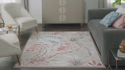 Pompeii Tropical Palms 8' x 10' Gray Synthetic Area Rug