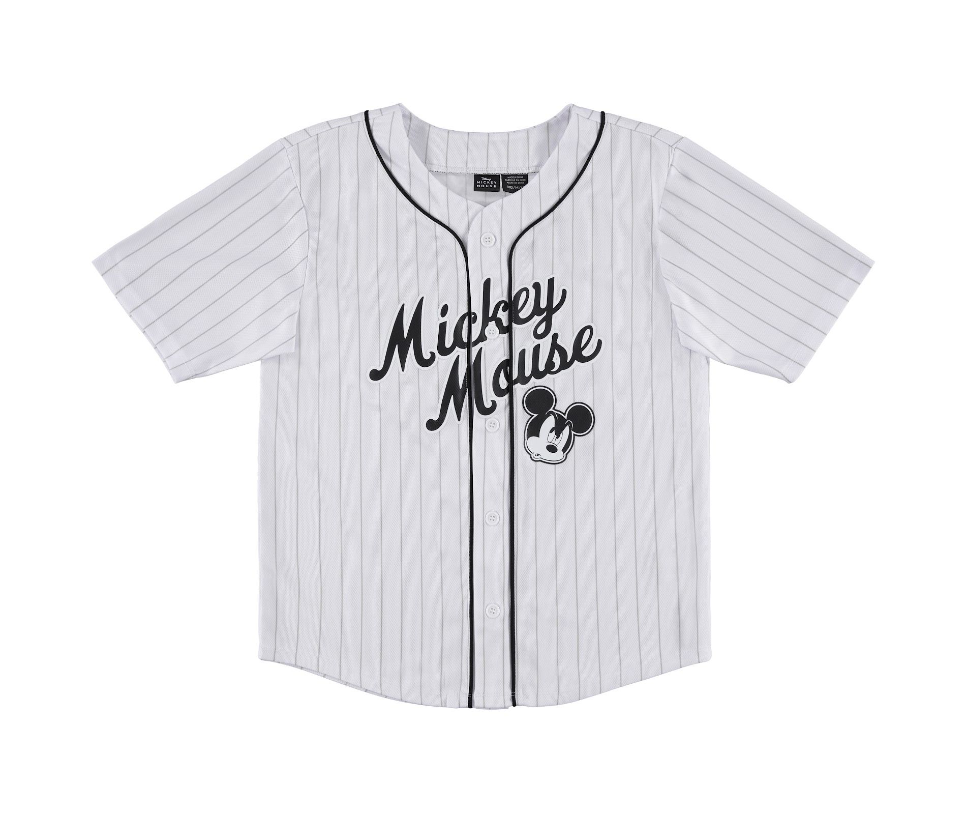 Boys Mickey Mouse Baseball Jersey - Boys Classic Mickey Mouse Mesh Button Down Baseball Jersey - Disney Mickey Mouse Fashion Shirt (White, X-Small)