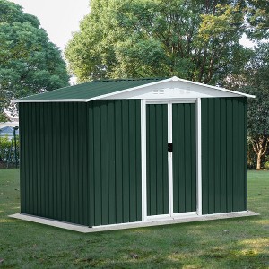 CAVINAS Outdoor Storage Shed Metal Garden Shed with Single Door and Apex Roof for Garden - 1 of 4