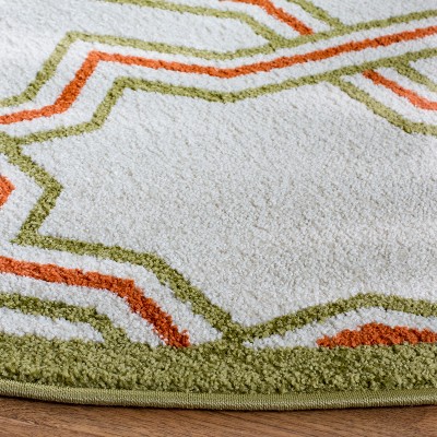Amherst Hand-Knotted Ivory & Light Green Geometric Round Rug