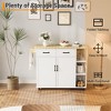 43.12 Inch Kitchen Islands & Carts, Wood Top Rolling Kitchen Cart with Storage Drawer, Mobile Workstation, Wine Storage, Spice & Towel Organization - 3 of 4