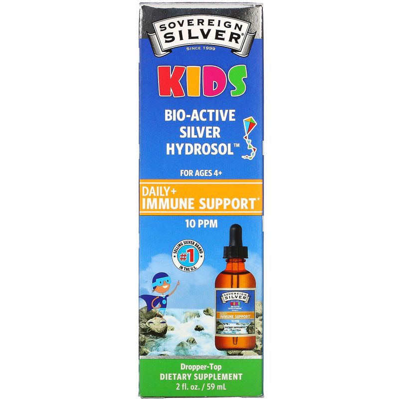Sovereign Silver Kids Bio-Active Silver Hydrosol, Daily Immune Support, Ages 4+, 10 PPM, 2 fl oz (59 ml), 1 of 4