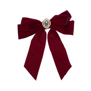 Unique Bargains Elegant Camellia Butterfly Bow Duckbill Hair Clips Wine Red 1 Pc - 1 of 4