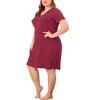 Women's Plus Size Lace V Neck Short Sleeves Solid Lounge Midi Nightgowns - Agnes Orinda - 2 of 4