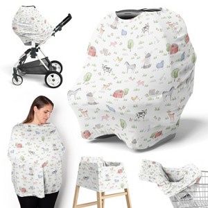 Sweet Jojo Designs Boy or Girl Gender Neutral Unisex 5-in-1 Multi Use Baby Nursing Cover Farm Animals - 1 of 4