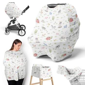 Sweet Jojo Designs Boy or Girl Gender Neutral Unisex 5-in-1 Multi Use Baby Nursing Cover Farm Animals