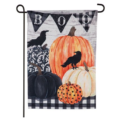 Evergreen Flag Pumpkins and Crows Garden Linen Blackout Flag