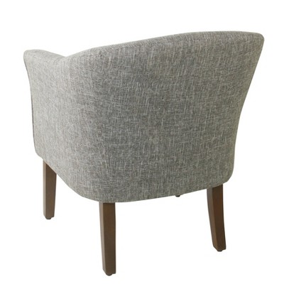 Gray Faux Leather Barrel Accent Chair with Wood Legs
