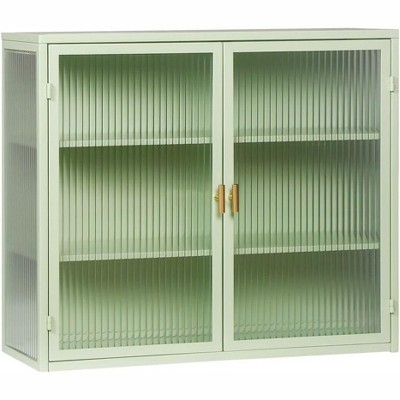 Bathroom Cabinet Wall Mounted with Detachable Shelves,Double Glass Door Wall Storage Cabinet,Kitchen Pantry Sideboard,Wall Storage Organizer