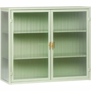 Bathroom Cabinet Wall Mounted with Detachable Shelves,Double Glass Door Wall Storage Cabinet,Kitchen Pantry Sideboard,Wall Storage Organizer - 1 of 4