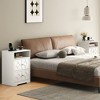 Heynemo Large Nightstand with 2 Drawers, Modern Side Table with Charging Station, Accent End Table with Diamond Carvings, Storage Cabinet - 2 of 4