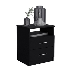 FONTOI 20"H Nightstand with Two Drawers&One Shelf, End Table with Layered Storage Space&Open Shelf for Bedroom, Black, 16.02"*19.9"*12.9" - 1 of 4