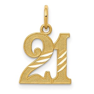 Black Bow Jewelry 14k Yellow Gold Diamond Cut 21 Pendant, 12mm - 1 of 4
