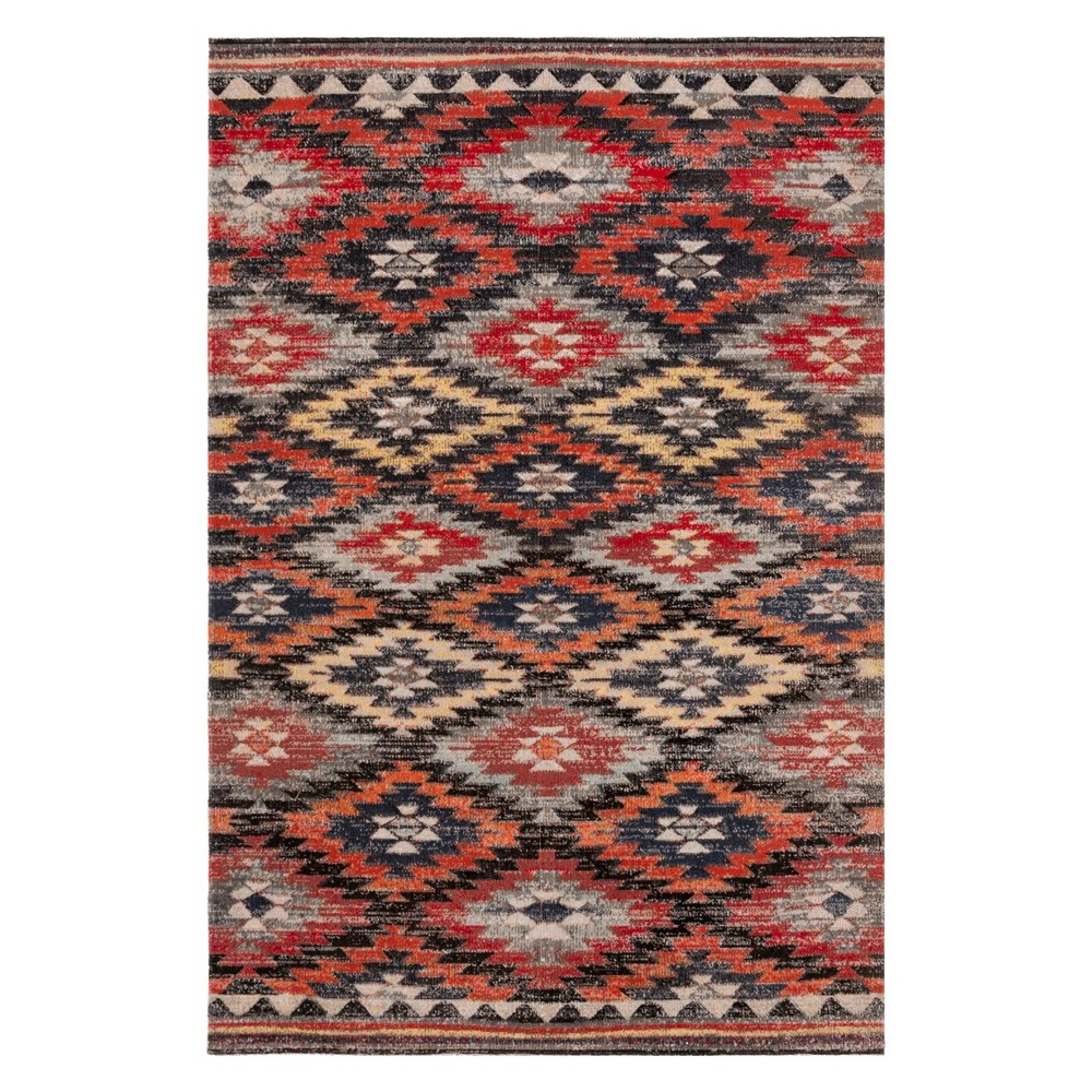 5'1inx7'6in Corrine Geometric Design Loomed Rug Rust/Multi - Safavieh