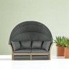 Convertible Patio Daybed with Retractable Canopy, Cushions, and Pillows – Rattan & Iron Frame for Outdoor Use - 3 of 4
