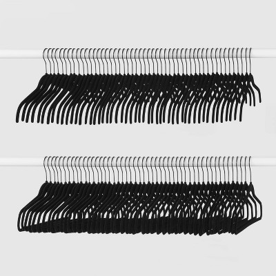 100pk Combo Pack Suit/shirt Flocked Hangers Black - Brightroom