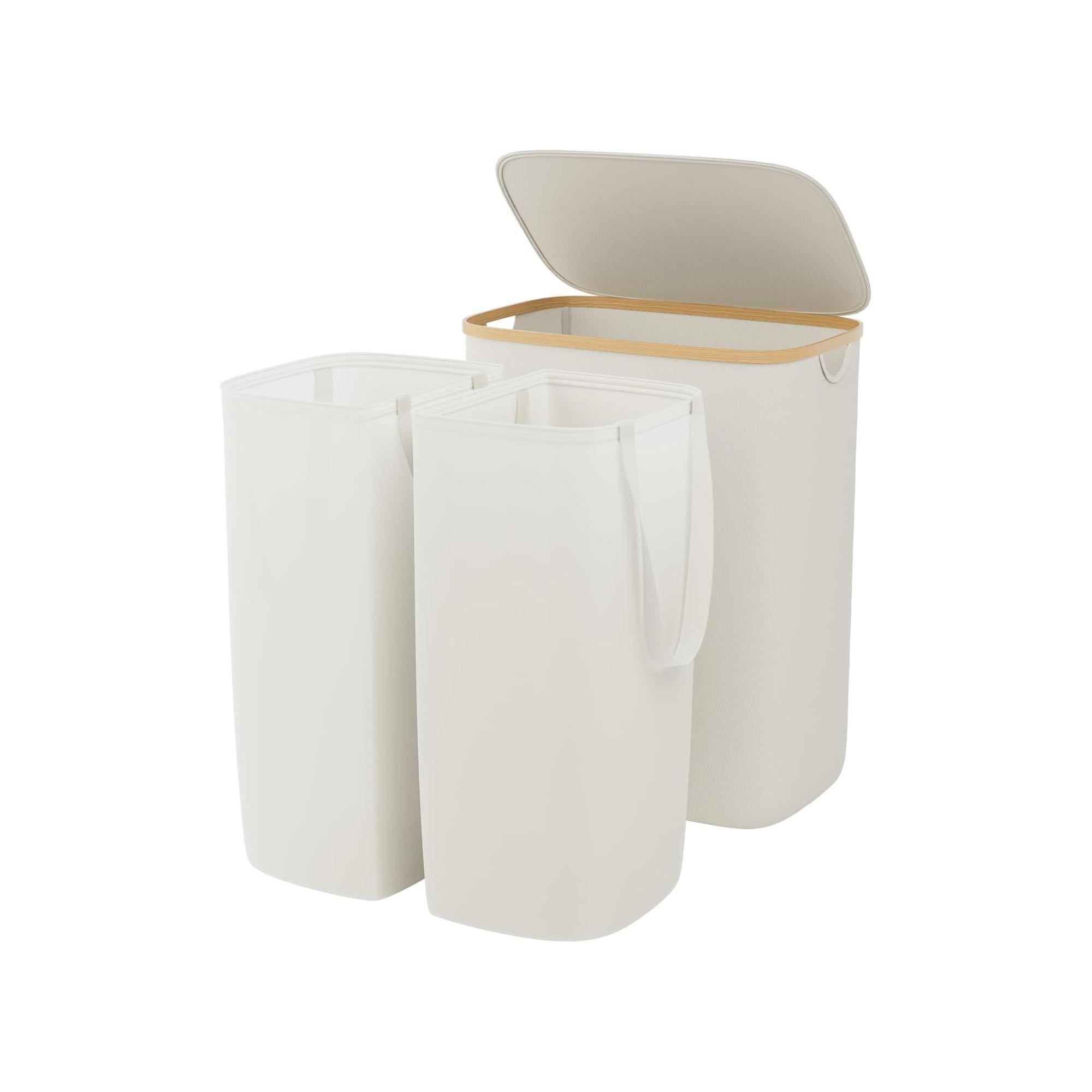 GARPROVM 150L Foldable Laundry Hamper with Lid & 2 Removable Bags, Large Oxford Fabric Sorter for Bedroom or Bathroom