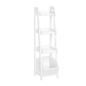 RiverRidge Home Amery 4 Tier 13" Tall Narrow Ladder Bathroom Storage Organizer with Open Shelves White - 1 of 4