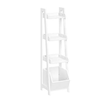 13" Kids' 4-Tier Ladder Shelf with Toy Organizer White - RiverRidge Home