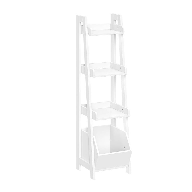 13&#34; Kids&#39; 4-Tier Ladder Shelf with Toy Organizer White - RiverRidge Home, 1 of 9