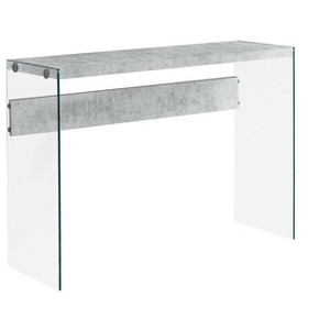 Monarch Specialties Accent Table Console Entryway Narrow Sofa Living Room Bedroom Grey Laminate Clear Tempered Glass Contemporary Modern - 1 of 4
