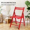 VINGLI 4 Pack Wood Folding Chairs with Comfortable Curved Backs, Portable and Durable Wooden Folding Chairs,Red, Set of 4 - 4 of 4
