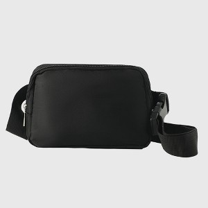 Anna-Kaci Canvas Chest Bag - Compact Crossbody Shoulder Bag - Black - 1 of 4