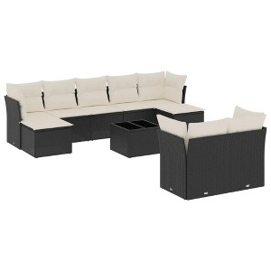 vidaXL Garden Sofa Set Black PE rattan, tempered glass, foam, polyester - 1 of 4