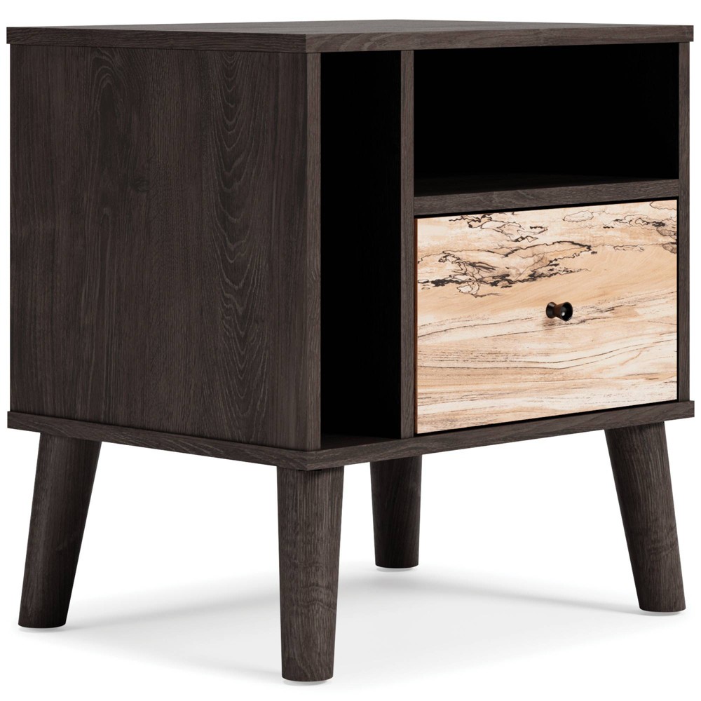 Photos - Storage Сabinet Piperton Nightstand Black/Gray - Signature Design by Ashley: Dual-Tone, Open Shelf, Matte Knobs